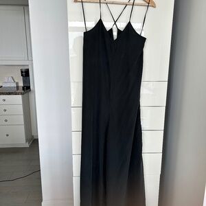 Zara Women's Jumpsuit Black Wide Leg Loose Breezy Strappy